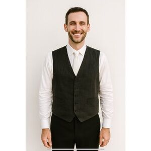 BACHRACH VEST BUTTON FRONT RIBBON TIE BACK VINTAGE WEDDING GUEST HOLIDAY MEN 48R